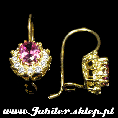 Sklep jubiler, biżuteria złota, Złote kolczyki z cyrkoniami, zapięcie na  bigiel, 0,585, ZK-SZ-68